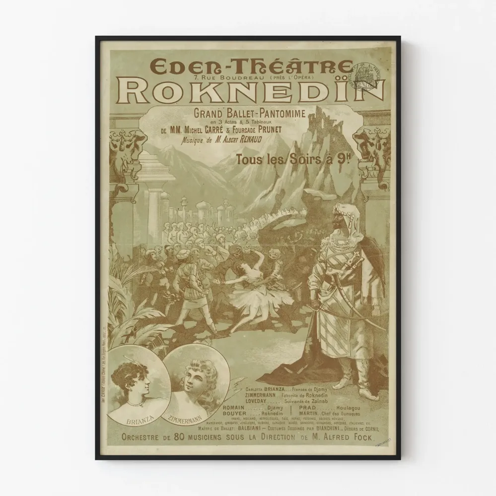Stary plakat dekoracji ściennej teatru Eden-Roknedin