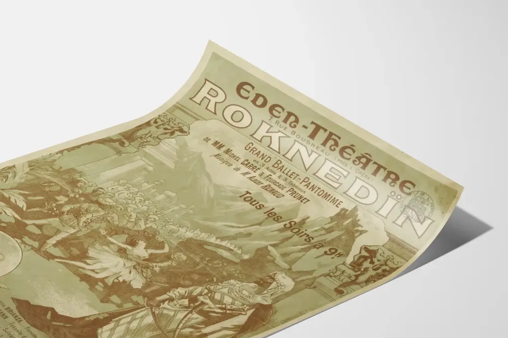 Stary plakat dekoracji ściennej teatru Eden-Roknedin