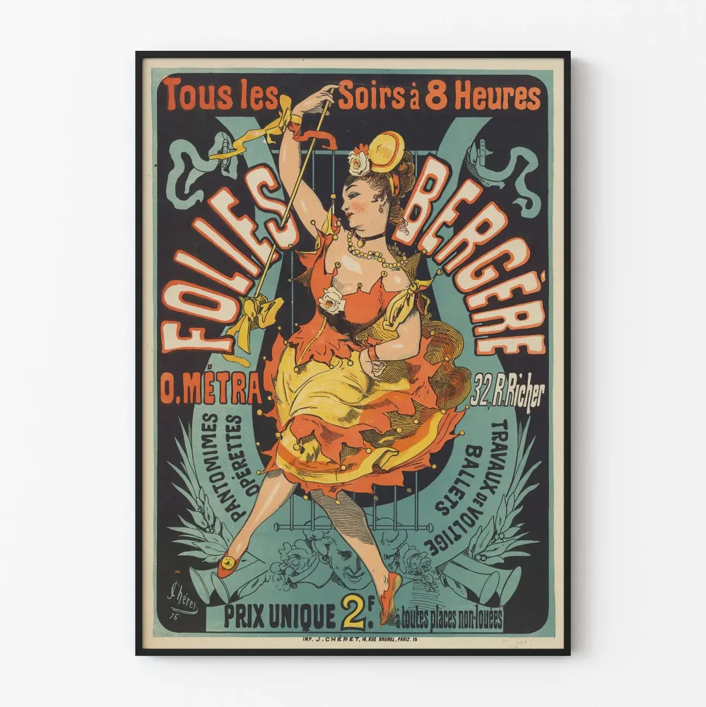 Stary plakat Folies Bergère - Spektakl pantomim i operetek