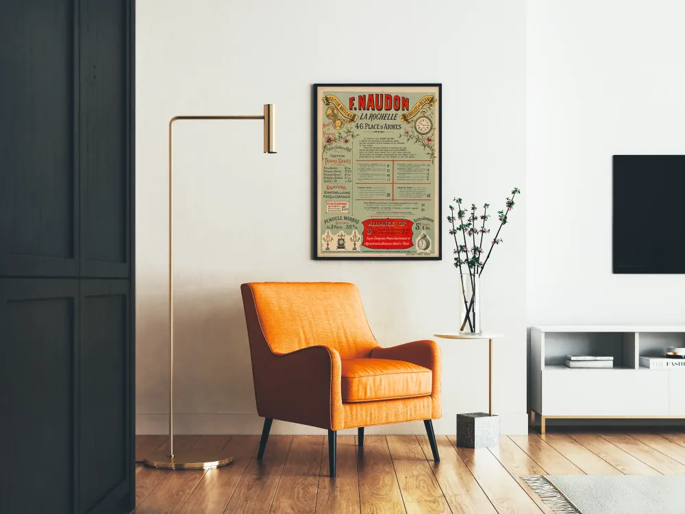 Stary plakat reklamowy F. Naudon Horlogerie La Rochelle