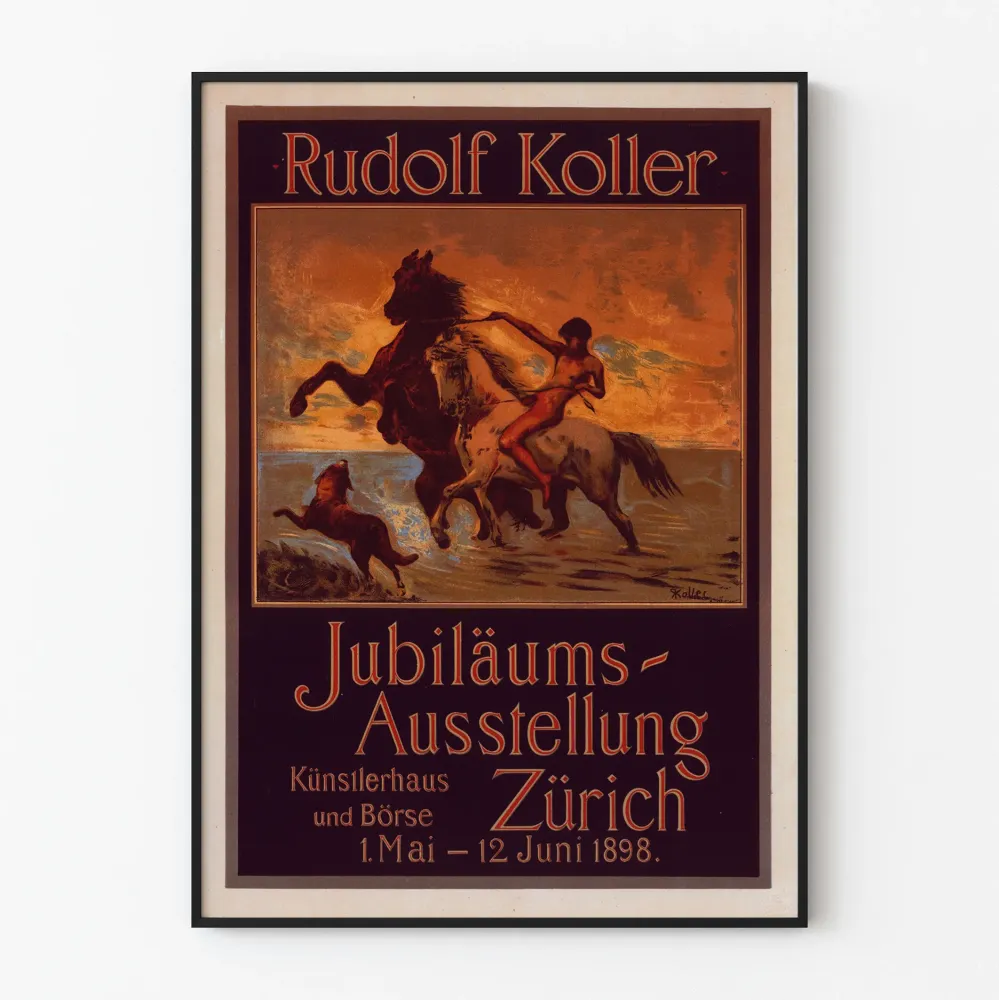 Stary plakat Rudolf Koller Wystawa jubileuszowa Zurych 1898