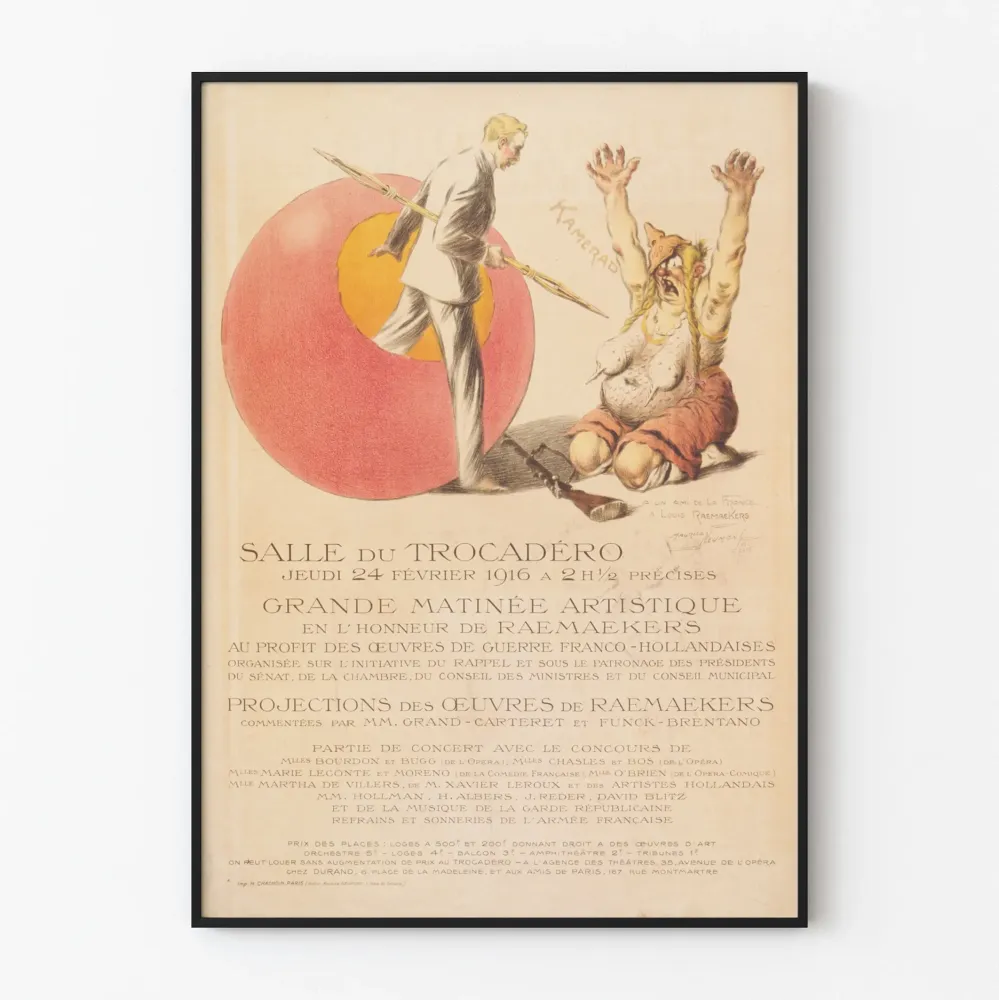 Stary plakat Sala Trocadéro - Artystyczne przedpołudnie ku czci Raemaekersa