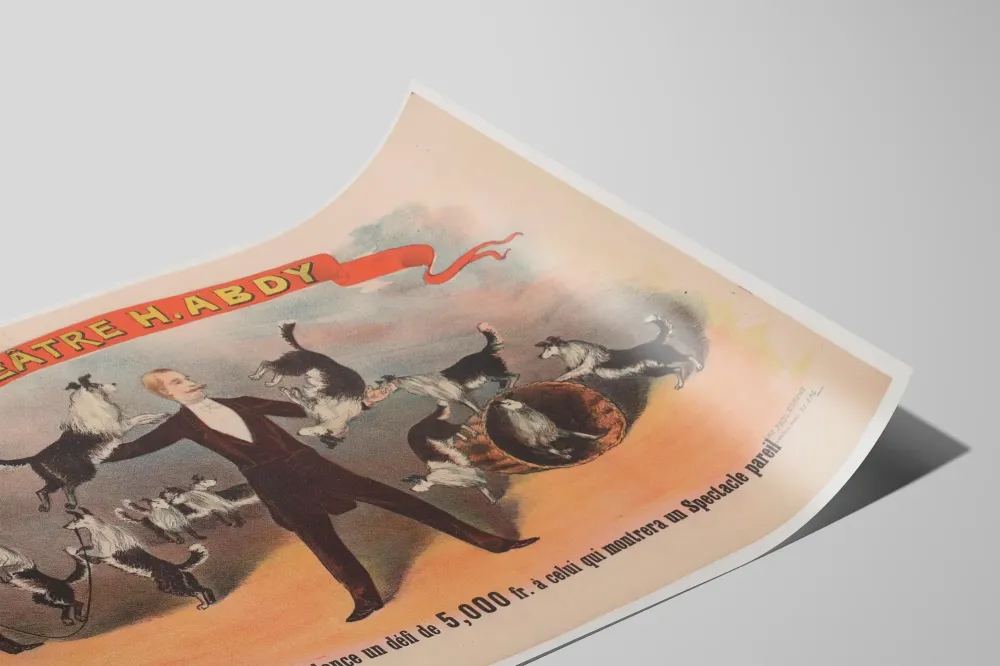 Stary plakat Teatru H. Abdy - Pokaz psów uczonych