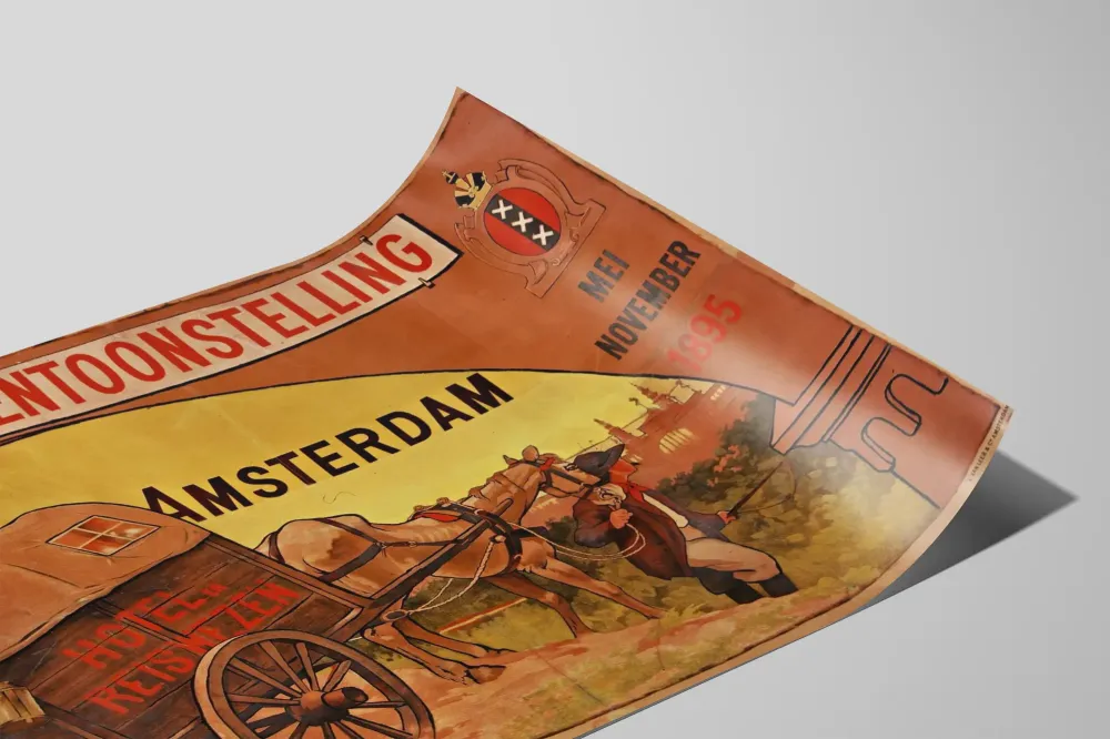 Stary plakat wystawy światowej w Amsterdamie 1895
