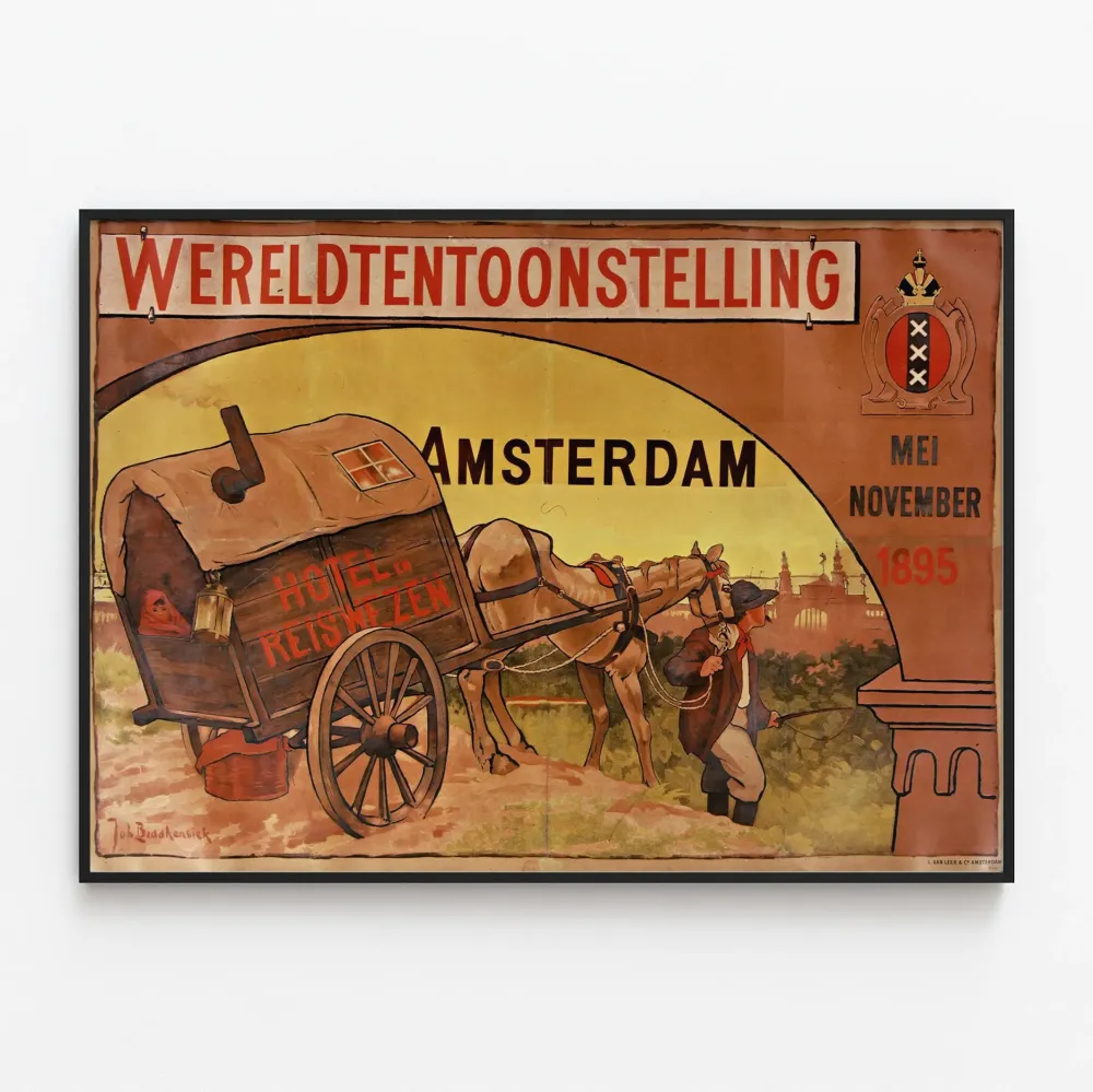 Stary plakat wystawy światowej w Amsterdamie 1895