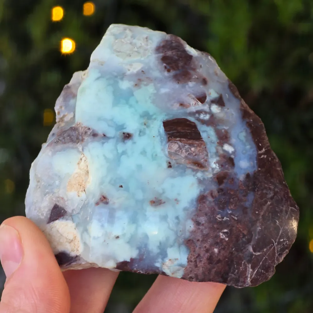 Surowa kamienna polista na licu chalcedonu z niebiesko-zielonym chromem z Zimbabwe | Model 6