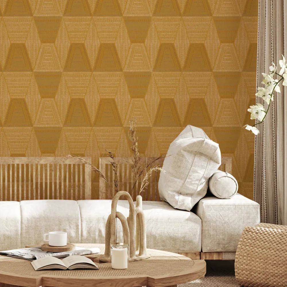 Tapeta z abstrakcyjnym wzorem DAIA - OCRE żółty