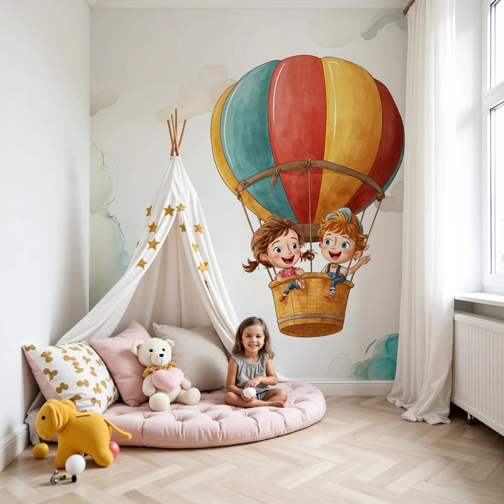 Tapeta z balonami | Dzieci w przygodzie powietrznej