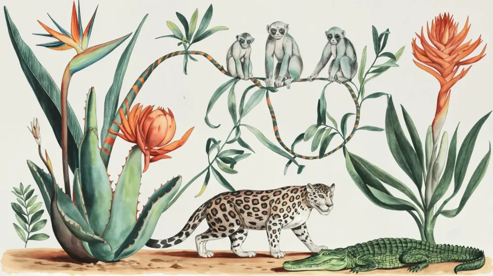 Tapeta dżungla egzotyczna | Fauna i flora tropikalna