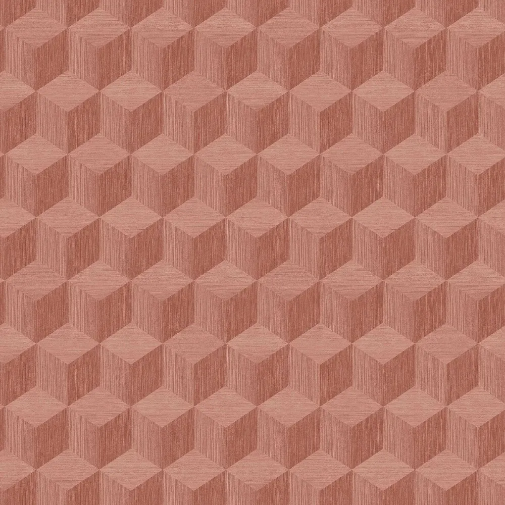 Tapeta flizelinowa papierowa z geometrycznym wzorem CUBE terakota