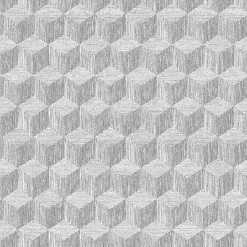 Tapeta flizelinowa papierowa z geometrycznym wzorem CUBE szary