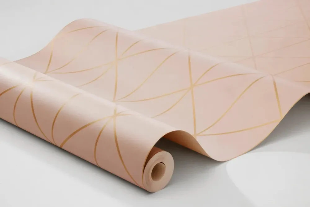Tapeta flizelinowa papierowa z geometrycznym wzorem DIAMONDS różowy