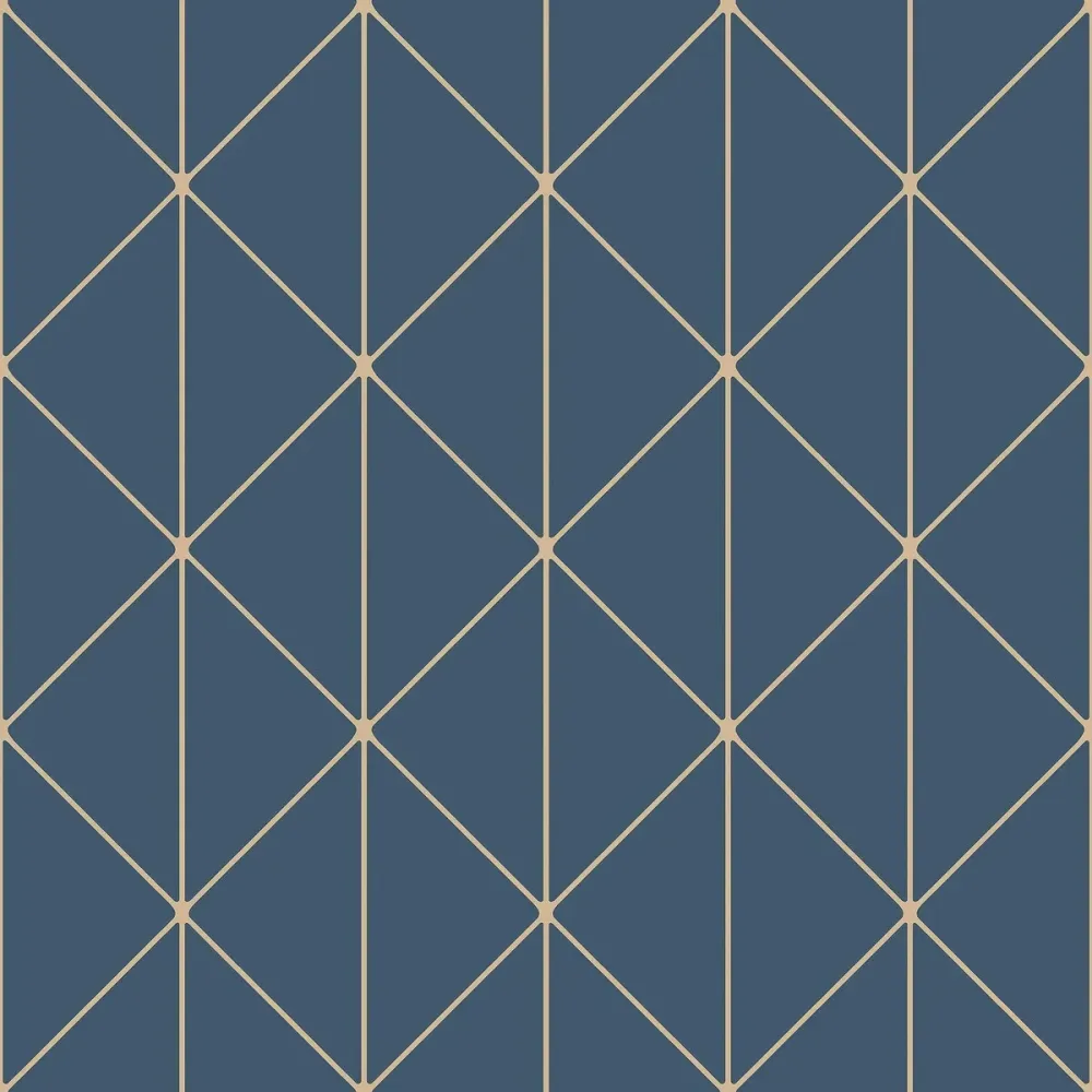 Tapeta flizelinowa papierowa z geometrycznym wzorem DIAMONDS granatowy ze złotym