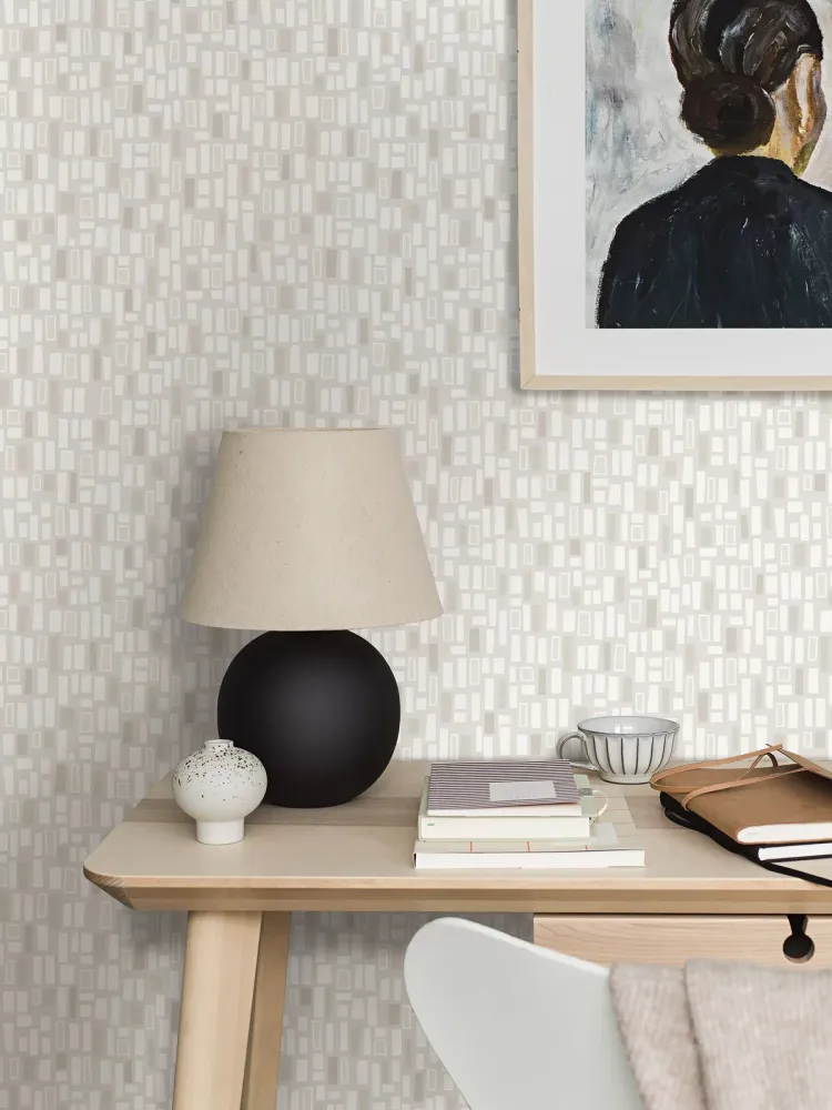 Tapeta flizelinowa papierowa z geometrycznym wzorem ELVIS szarozielony z białym
