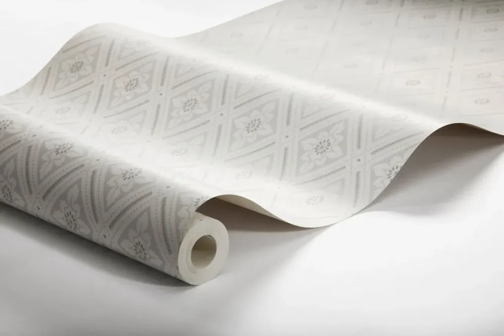 Tapeta flizelinowa papierowa z geometrycznym wzorem ESTER szary z białym