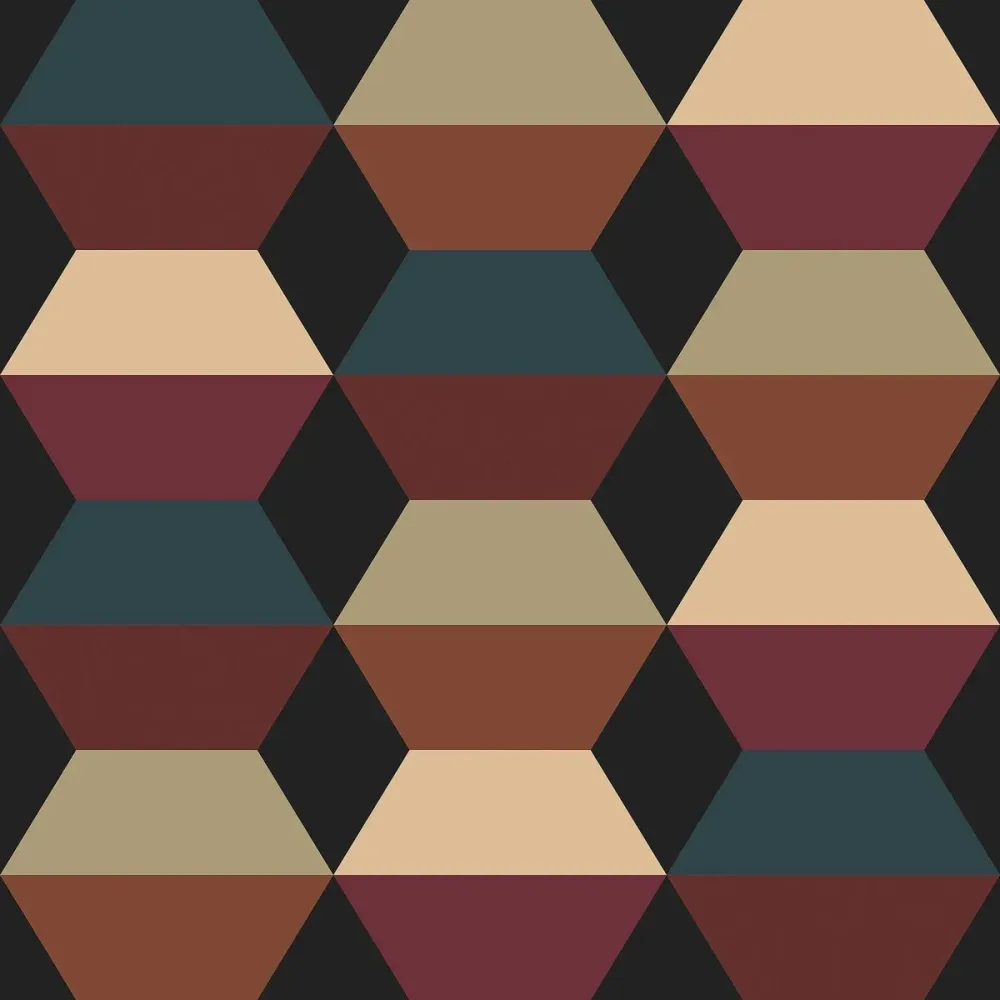Tapeta flizelinowa papierowa z geometrycznym wzorem PRISMA ciemny wielokolorowy