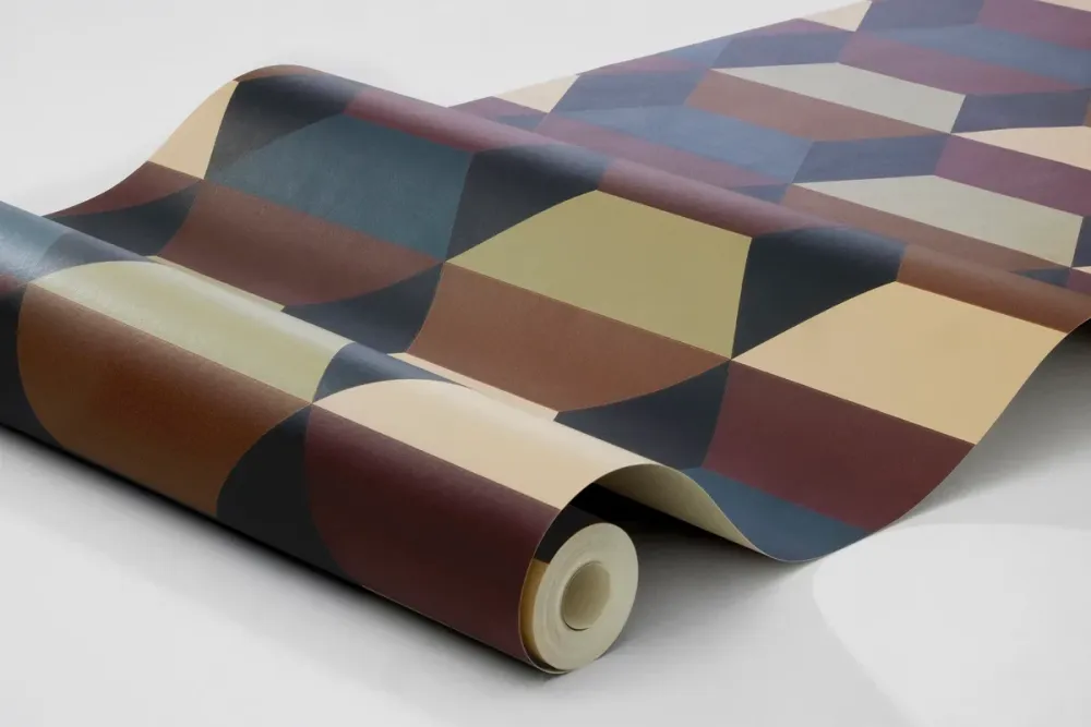 Tapeta flizelinowa papierowa z geometrycznym wzorem PRISMA ciemny wielokolorowy