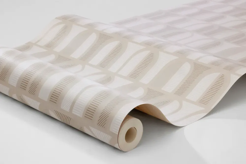 Tapeta flizelinowa papierowa z geometrycznym wzorem VENICE beżowy