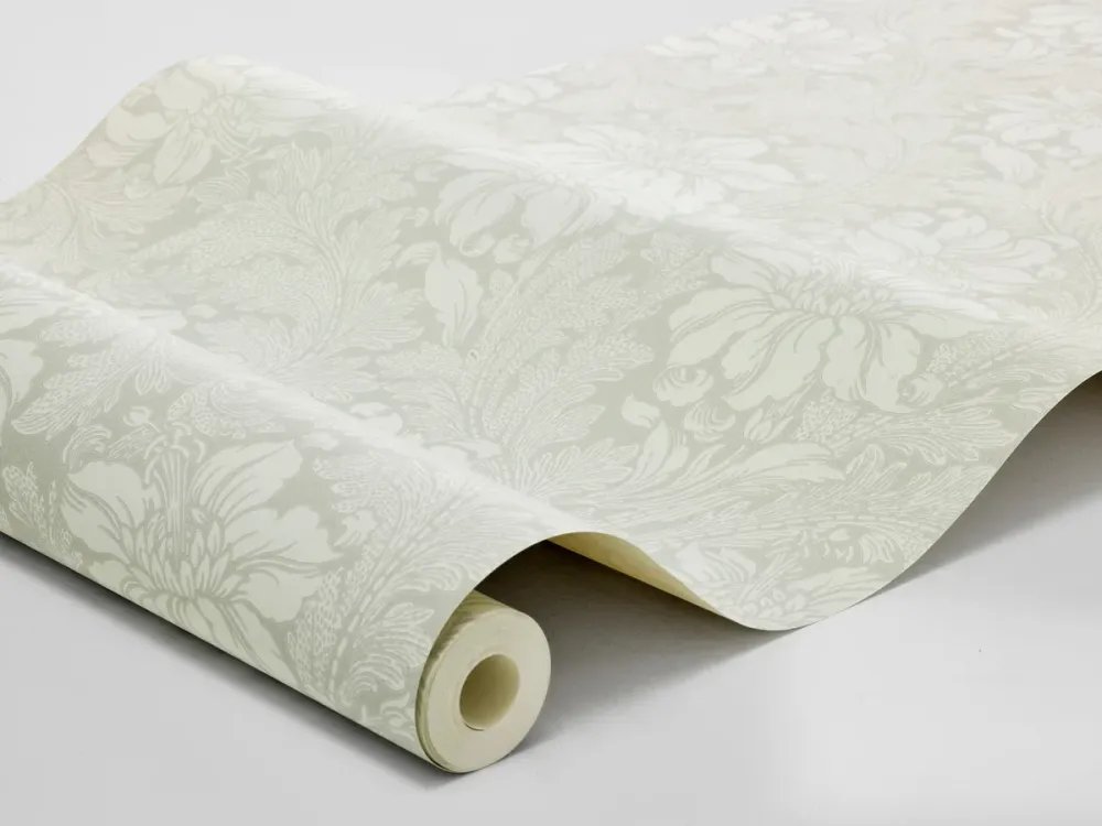 Tapeta flizelinowa papierowa z roślinnym wzorem ACANTHUS jasny zielony
