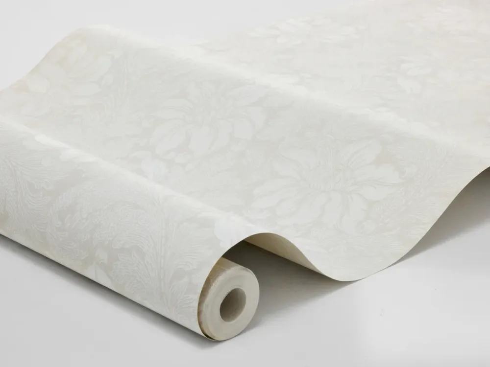 Tapeta flizelinowa papierowa z roślinnym wzorem ACANTHUS złamana biel
