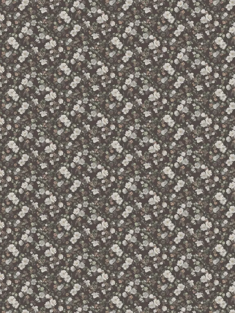 Tapeta flizelinowa papierowa z roślinnym wzorem ENCHANTING FLOWER brązowy z białym