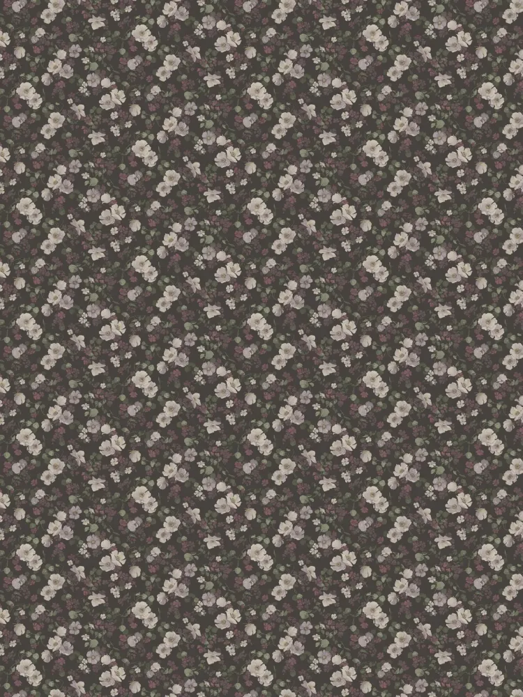 Tapeta flizelinowa papierowa z roślinnym wzorem ENCHANTING FLOWER zgaszony brązowy z białym