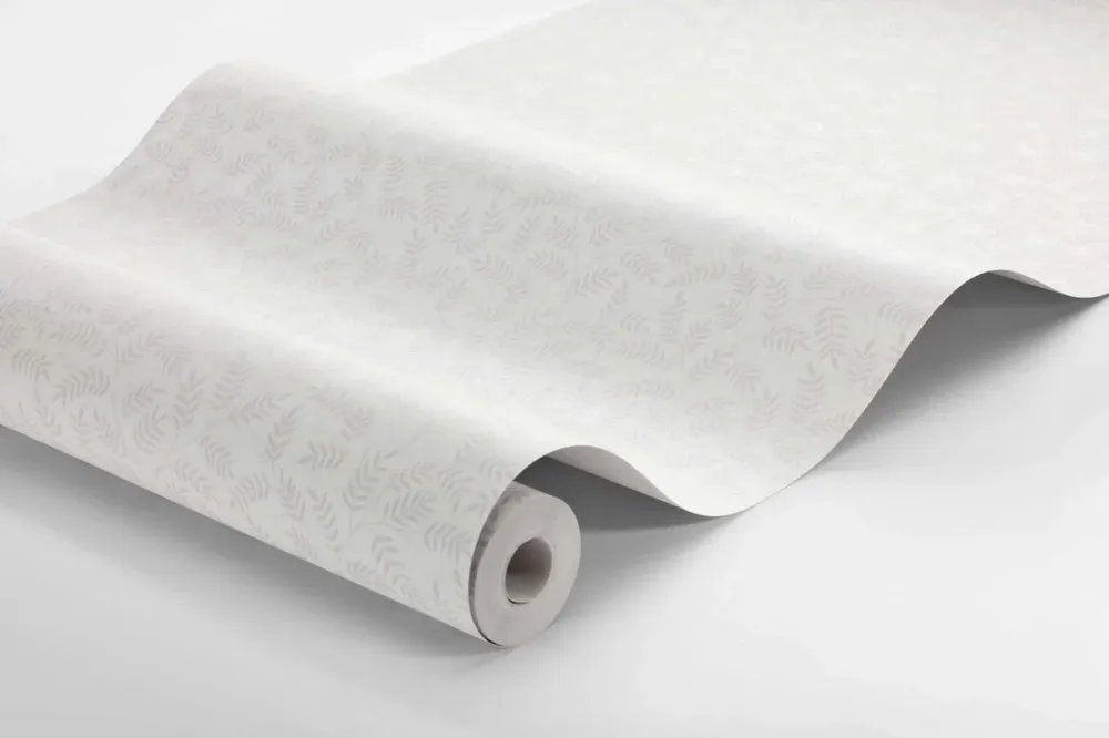 Tapeta flizelinowa papierowa z roślinnym wzorem OLOF biały z beżowym