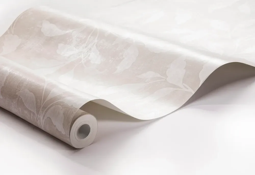 Tapeta flizelinowa papierowa z roślinnym wzorem ROSEWOOD NIGHT jasnobeżowy