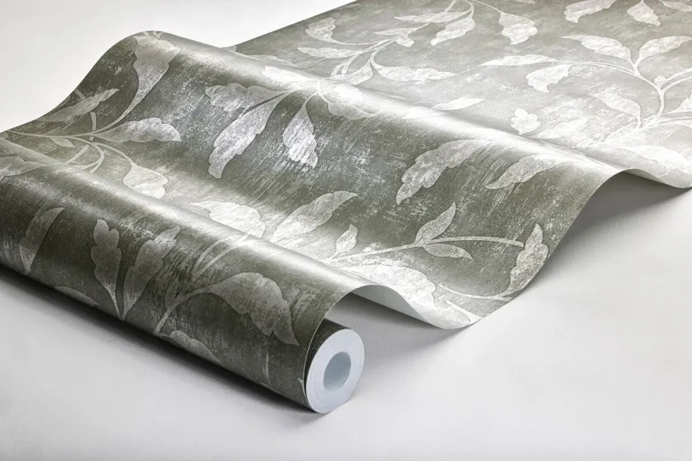 Tapeta flizelinowa papierowa z roślinnym wzorem ROSEWOOD NIGHT zielony