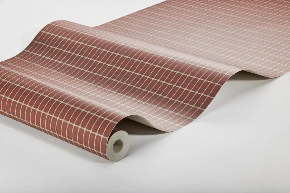 Tapeta flizelinowa papierowa z wzorem w kratę ALVAR AALTO M.I.T czerwony