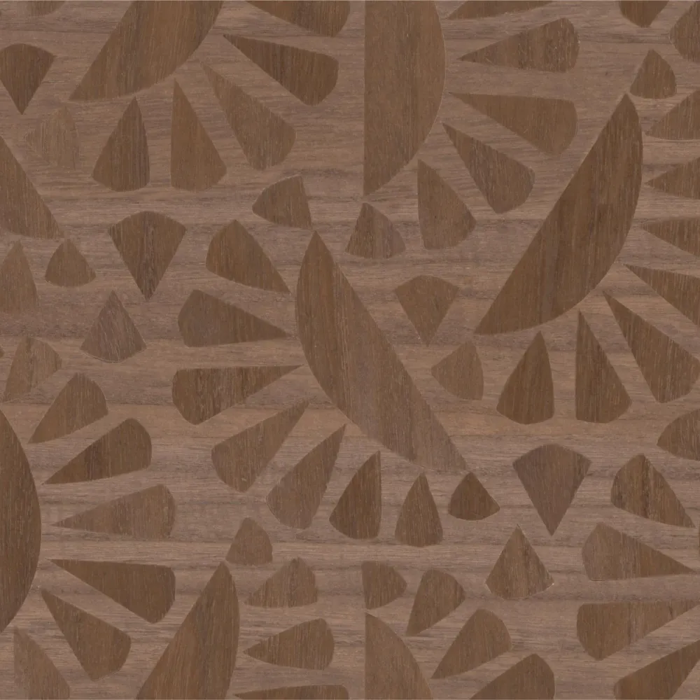 Tapeta fornirowana z geometrycznym wzorem WOODBLOCK BEETLE FLORA brązowy