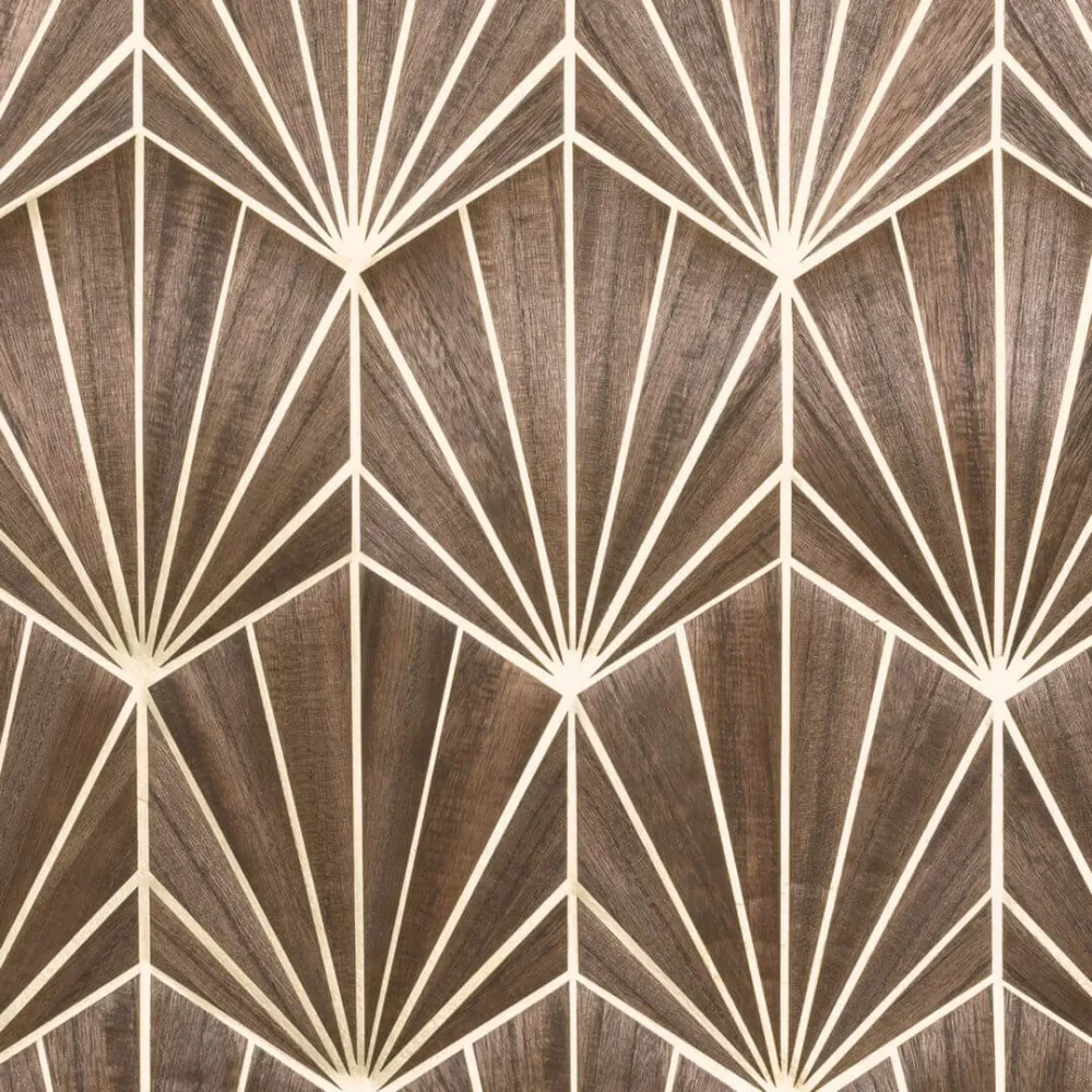 Tapeta fornirowana ze wzorem geometrycznym art deco MYTHIQUE - CHÊNE FONCÉ brązowy dąb