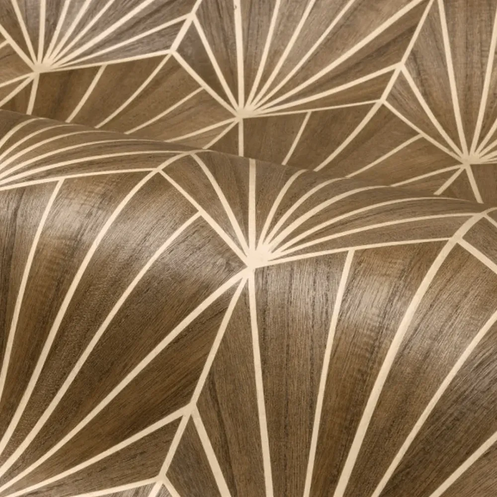 Tapeta fornirowana ze wzorem geometrycznym art deco MYTHIQUE - CHÊNE FONCÉ brązowy dąb