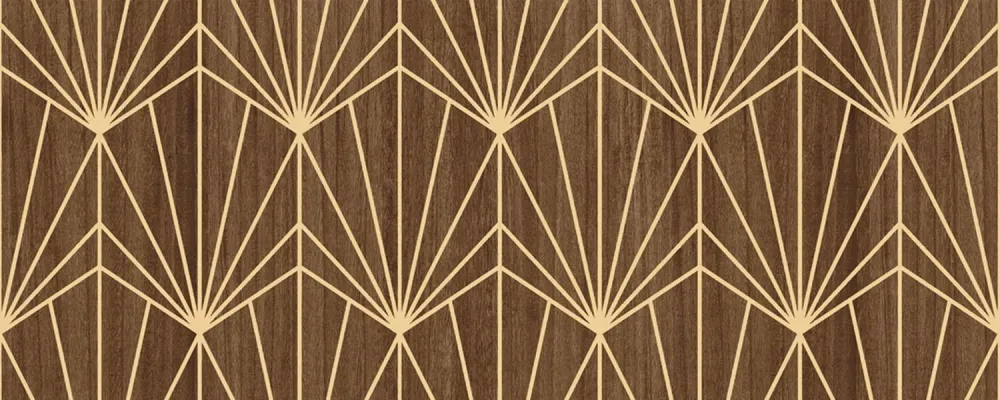 Tapeta fornirowana ze wzorem geometrycznym art deco MYTHIQUE - CHÊNE FONCÉ brązowy dąb