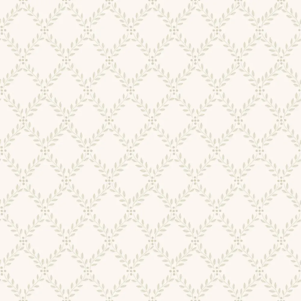 Tapeta z geometrycznym roślinnym wzorem liści TRELLIS LEAVES beżowy