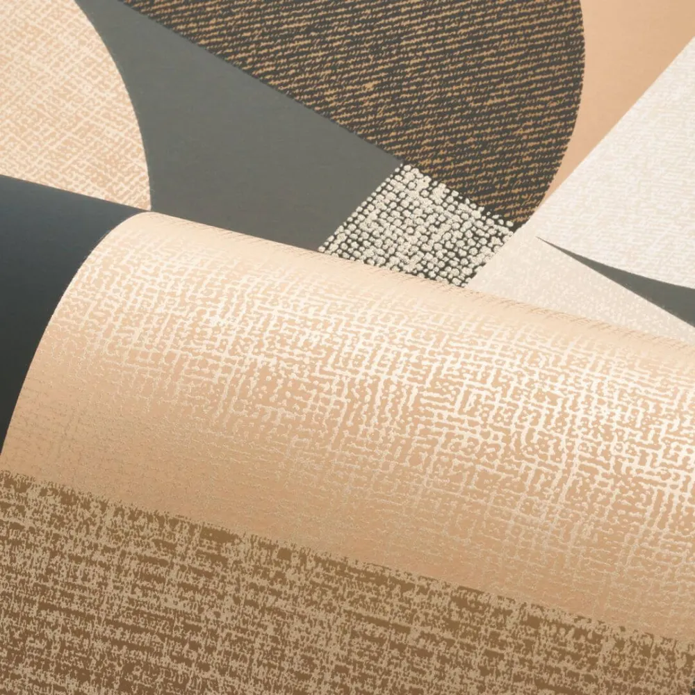 Tapeta z geometrycznym wzorem BARILLET - ANTHRACITE/NUDE antracytowy z beżem