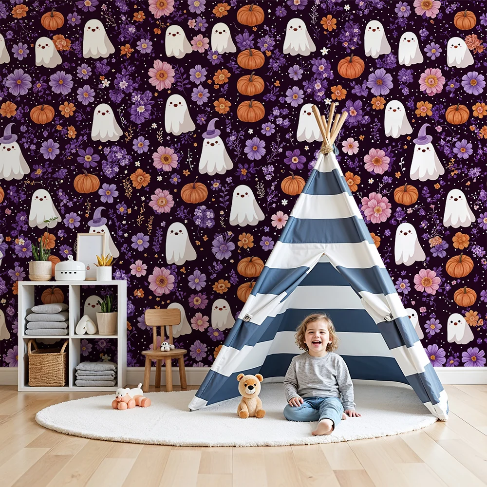 Tapeta Halloween | Dynie i Kwiatowe Duchy