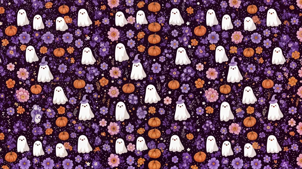 Tapeta Halloween | Dynie i Kwiatowe Duchy