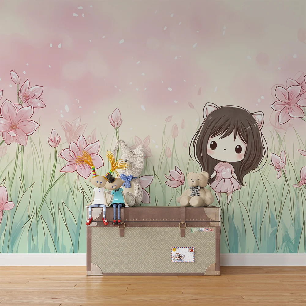 Tapeta kawaii | Wzór kwiatowy pastelowy