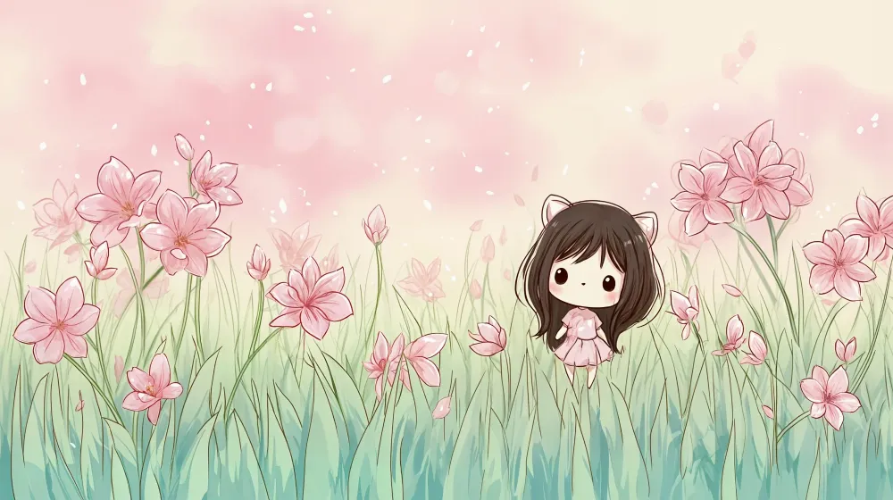 Tapeta kawaii | Wzór kwiatowy pastelowy