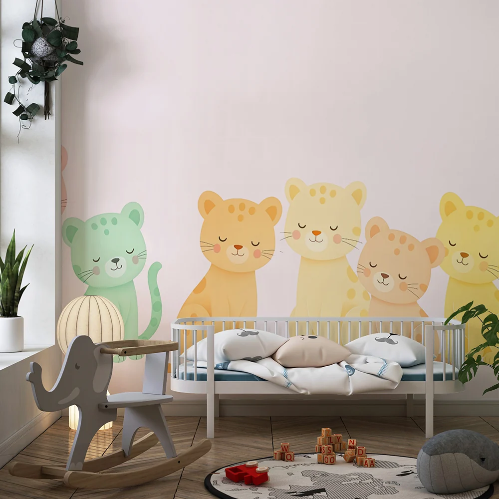 Tapeta z kolorowymi kotami | Uroczy i ciepły design