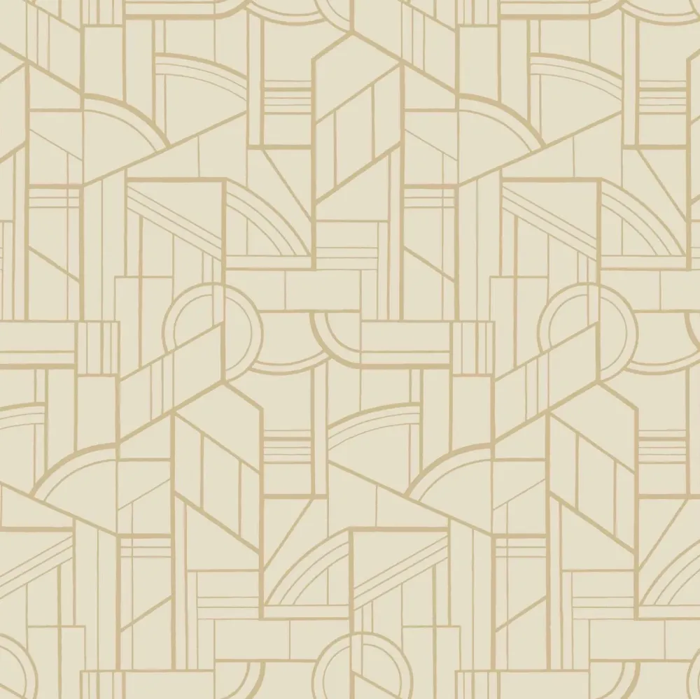 Tapeta metaliczna z geometrycznym wzorem CINÉTIQUE - SABLE/DORÉ beżowy ze złotym