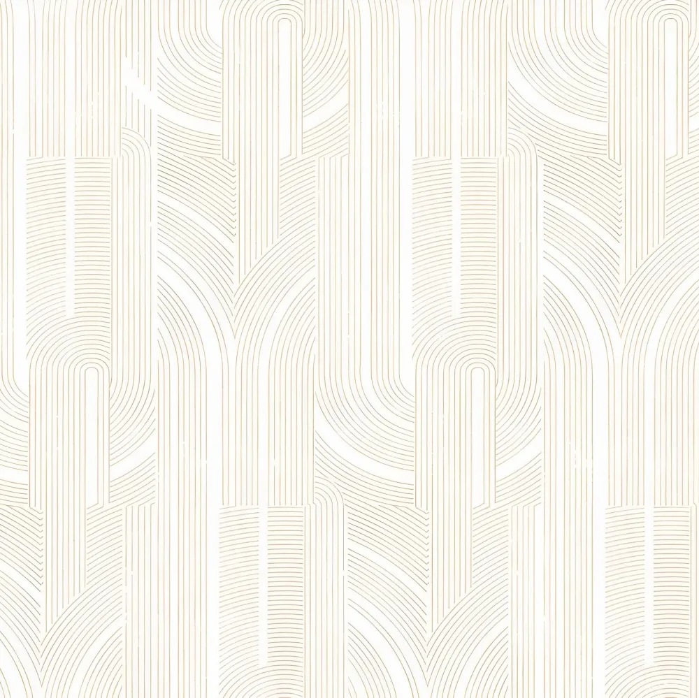 Tapeta metaliczna z geometrycznym wzorem w linie PORTE DORÉE - BLANC/DORÉ biały ze złotym