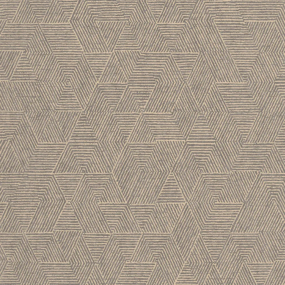 Tapeta z motywem geometrycznym JOSEF - GRIS CENDRE szary ze złotym