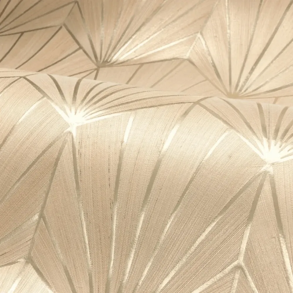 Tapeta naturalna metaliczna strukturalna art deco MAJESTÉ - BEIGE SABLE OR beżowy