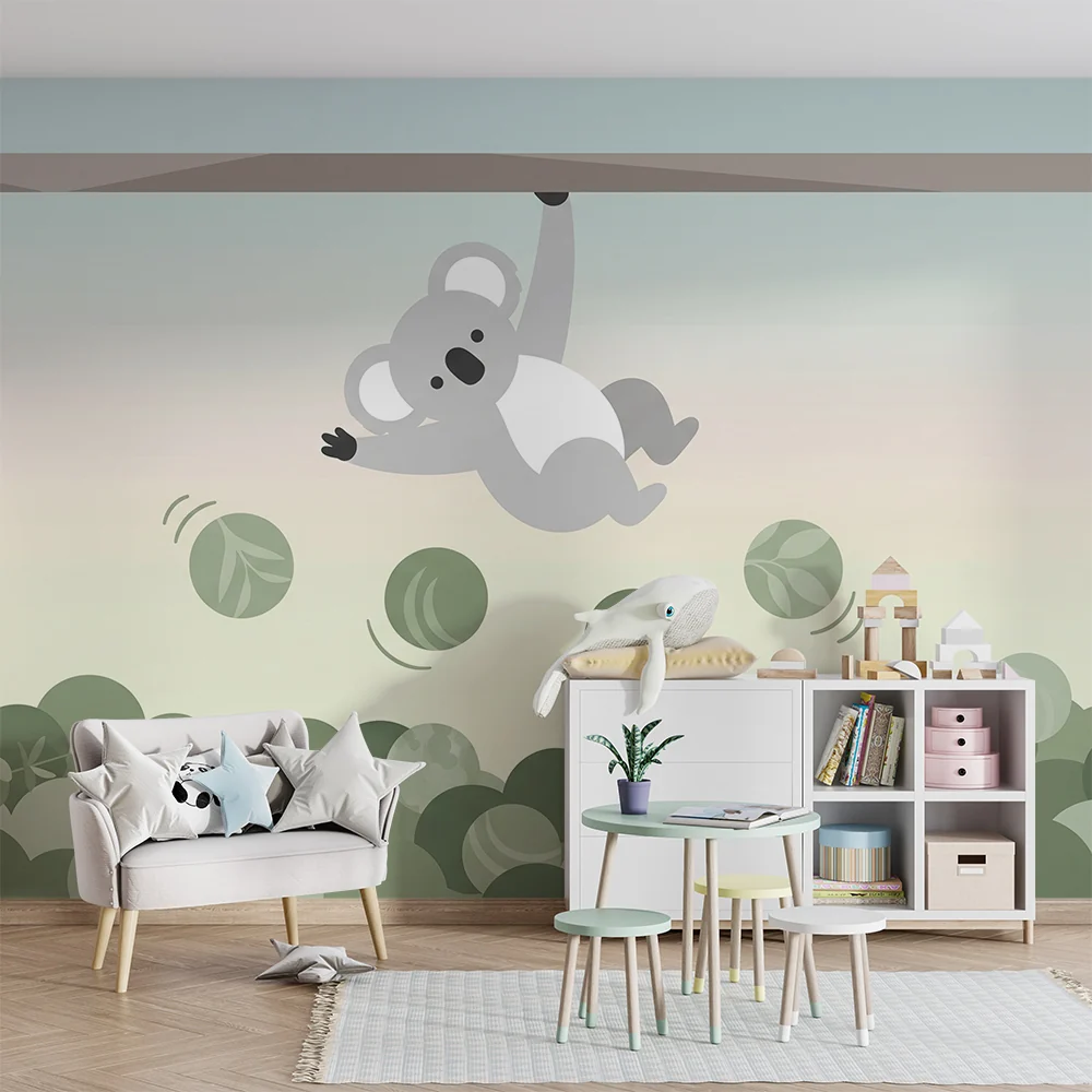 Tapeta do pokoju dziecięcego | Figlarny koala wśród liści