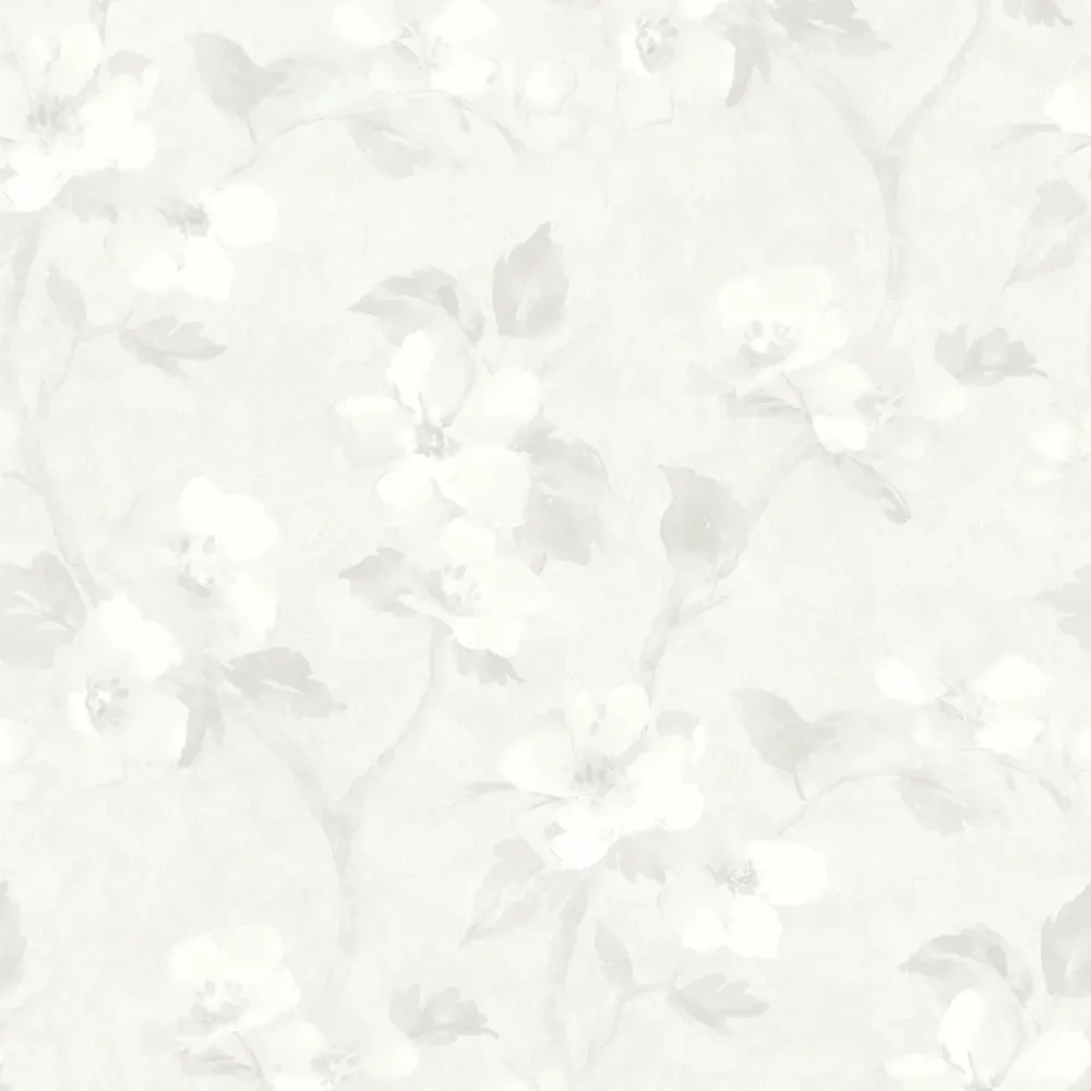 Tapeta z roślinnym wzorem kwiatów HELEN’S FLOWER biały
