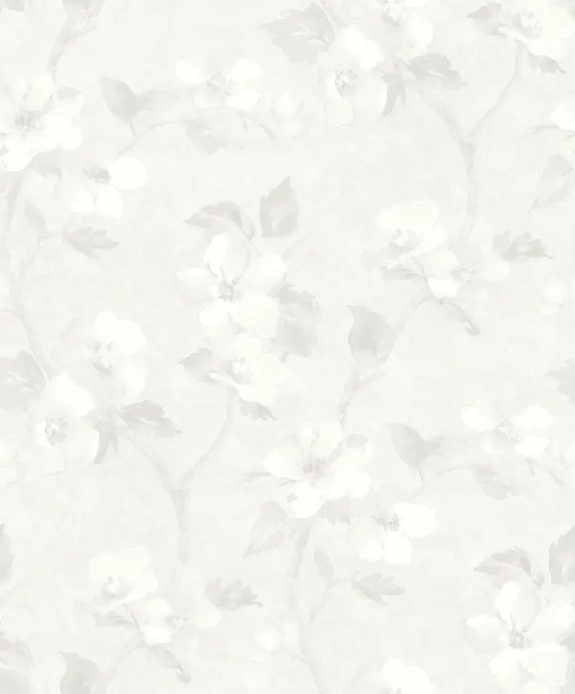 Tapeta z roślinnym wzorem kwiatów HELEN’S FLOWER biały