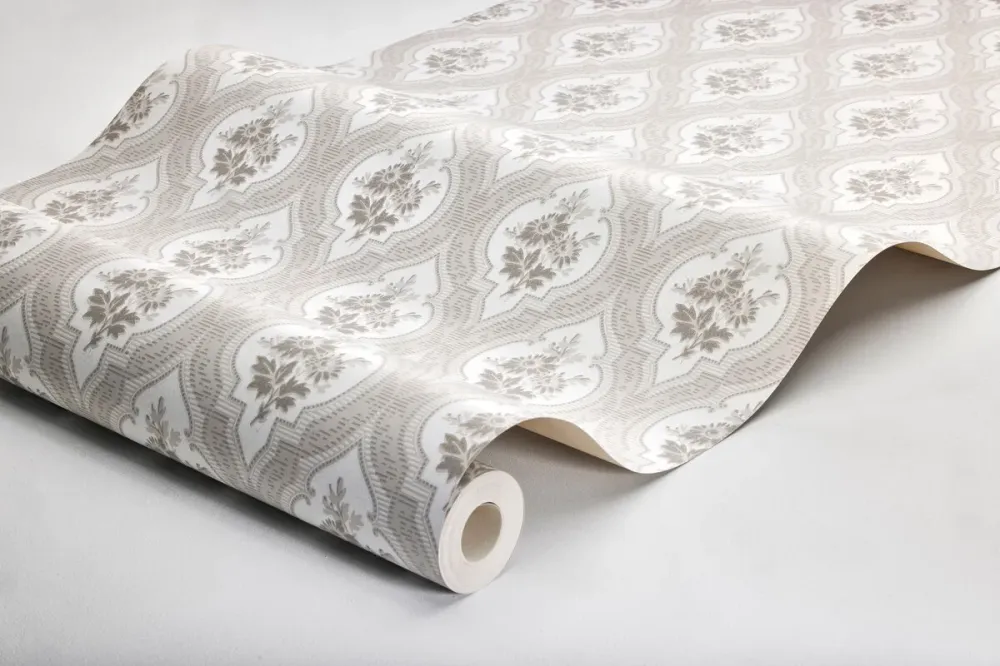 Tapeta z roślinnym wzorem medalionów ETERNAL FLOWER beżowy
