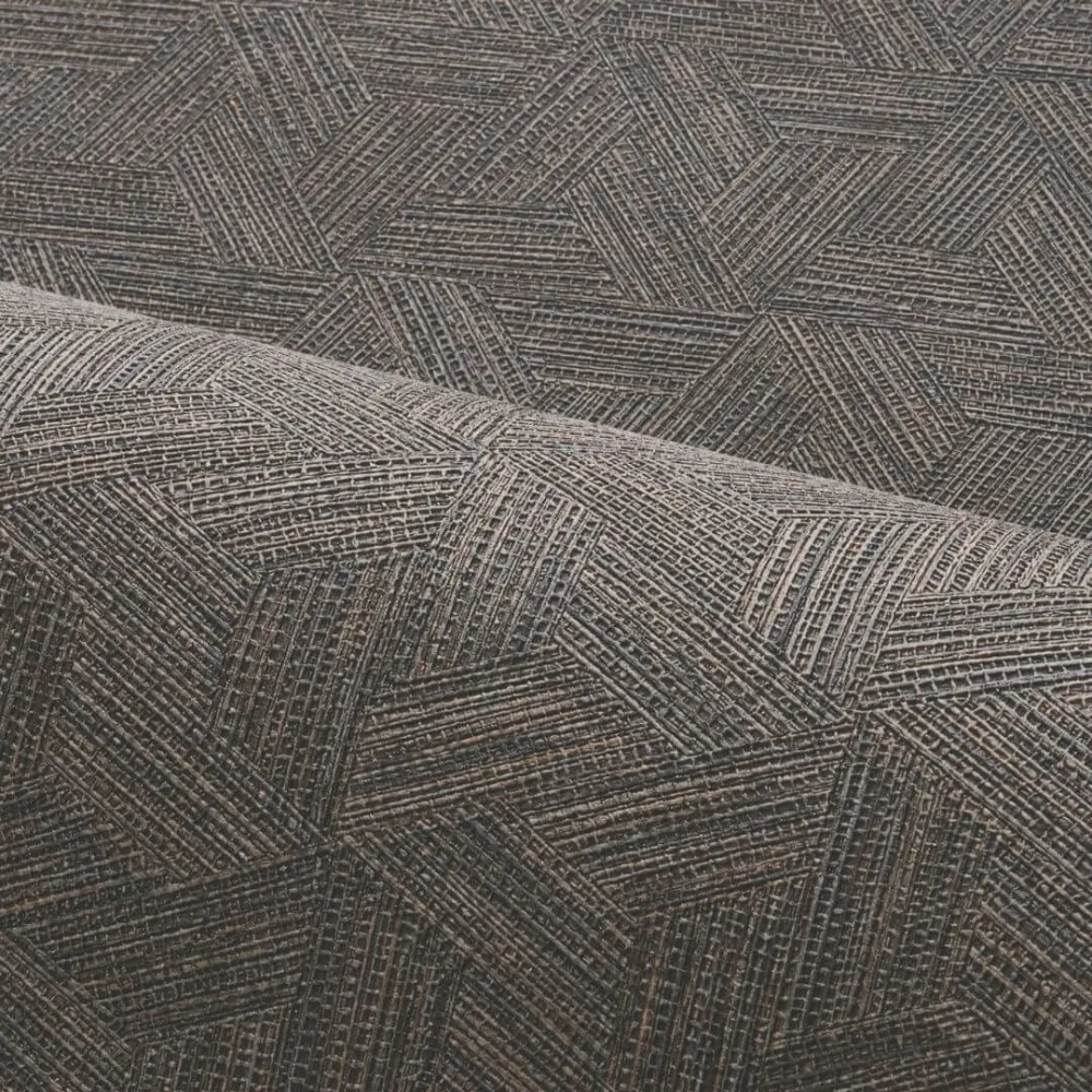 Tapeta strukturalna geometryczna inspirowana liśćmi bananowca LINDU - NOIR czarny